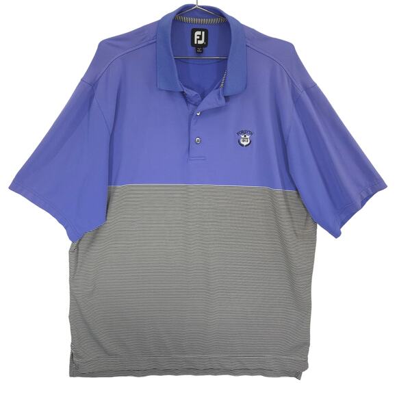 FootJoy Polo Mens Extra Large Periwinkle Striped Forsyth Performance Golf Shirt - Picture 1 of 10